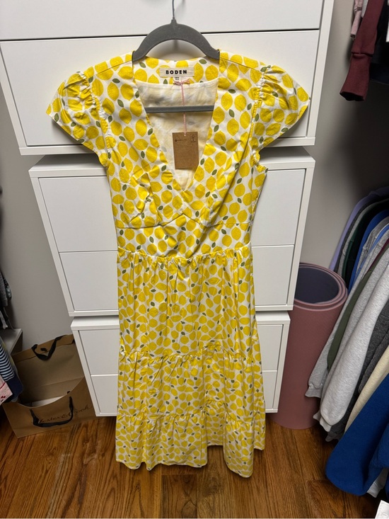 Boden Dresses & Skirts - Boden Yellow and White Lemon-Print Wrap Maxi Dress
